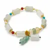 Pulsera de Jade Dorado Natural con Perlas Redondas para Hombres y Mujeres, Pulsera de Nudo de Bambú, Pulsera de Piedra de Cuarzo, Producto Popular para Transmisiones en Vivo, Mayoreo
