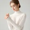 Nuevo suéter de punto de cuello alto medio para otoño e invierno, prenda interior de manga larga para mujer, color liso, estilo básico para el trabajo, ropa interior para mujer