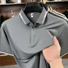Camisa Polo de Alta Qualidade com Quatro Botões e Manga Curta para Homens Verão 2026 Gola Lapela Seda Gelada Fresca Respirável Casual Camiseta Masculina