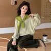 Conjunto de Sudadera para Niñas Otoño 2026 Moda Coreana Infantil Casual Pantalones de Pierna Ancha Sudadera Chal Conjunto de Tres Piezas