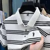Camiseta de manga corta para hombre con rayas bordadas 2026 fábrica transfronteriza venta al por mayor camiseta de manga corta informal de verano para hombre