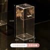 Caixa Organizadora Quadrada Transparente de Acrílico para Canetas, Material de Escritório Estudantil, Armazenamento de Mesa com Tampa, Balde de Armazenamento para Pincéis de Maquiagem e Canetas de Sobrancelha