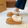 Zapatos de Piel Perezosa para Mujer en Invierno, Zapatos de Algodón Cálidos con Suela Gruesa y Forro de Felpa, Medias Zapatillas con Puntera, Zapatillas de Algodón Engrosadas para el Hogar y el Exterior
