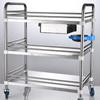 Carrito de Acero Inoxidable de Tres Niveles con un Cajón, Carrito de Atención Médica, Carrito de Entrega de Medicamentos, Carrito de Almacenamiento de Equipos, Carrito de Instrumentos, Carrito de Transporte, Ligero