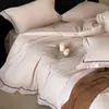 Lujo Ligero 100S Alta Densidad de Hilos Algodón de Fibra Larga Juego de Cuatro Piezas 100% Algodón Borde Ancho Jacquard Satén Algodón Puro Dormir sin Ropa de Cama Four Seasons