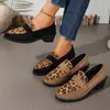 Comercio Exterior Transfronterizo 2026 Nuevos Mocasines Estampado de Leopardo para Mujer Retro Ante Tacón Grueso Slip-ons Versátiles Zapatos Planos de Moda