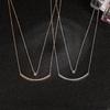 S925 Sterling Silver Smile Double-layer Single Diamond Colar Simples Personalizado All-match Smiley Europeu e Americano Light Luxury Women's Clavicle Chain