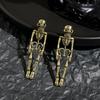 Gothic Diablo Skull Brincos Pingente Colar Punk Hip-Hop Liga Vestido Esqueleto Clavícula Cadeia Halloween Colar