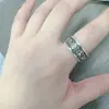 Anillo de Pisón de Diamante con Seis Caracteres de Palabras Verdaderas del Joker Retro para Hombres y Mujeres con Personalidad de Estilo Étnico Joyería Artesanal Antigua de Plata Tailandesa