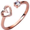 Love Lodge Anillo de Amor de Plata s925 para Mujer Corazón Hueco con Incrustaciones de Diamante Apertura en Forma de Corazón Anillo Sencillo Dulce J4727