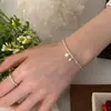 Pulsera de Perlas Colección Minimalista Coreana Plata de Ley 925 Aguamarina Pulsera Hecha a Mano de Plata Rota Moda de Nicho Versátil para Mujer