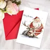 50 Tarjetas Creativas Nuevas de Material para Decoración Navideña con Sobres para Compra Directa Transfronteriza