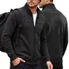 Chaqueta de Forro Polar con Cuello Alto y Cremallera, Bolsillos Laterales, Cardigan Largo Casual para Exteriores, Otoño e Invierno para Hombre, Transfronterizo de Amazon