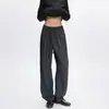 Calça Casual Listrada Estilo Old Money Estilo Hong Kong para Homens, Temporada de Primavera, Calça de Caimento Levemente Flare, Calça Reta Estilo BF Preguiçoso Solta