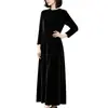 Roupas Íntimas Outono e Inverno Estilo Hepburn Cor Sólida Gola Redonda Vestido Moda Feminina Nicho Atacado Transfronteiriço Solto Linha A Longo Vestido