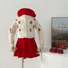 Nuevo Vestido de Suéter para Niñas Otoño e Invierno 2024 Set de Dos Piezas Tejido Bordado con una Flor Manga Larga Cuello Redondo para Bebé