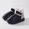 Pantuflas de Algodón con Talón Cubierto para Hombre, Zapatos de Algodón Impermeables de Cuero PU de Invierno para Mujer, Botas de Algodón Cálidas de Caña Alta para Interiores con Forro de Felpa para Mujer, Suelas Gruesas
