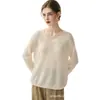 Suéter de punto para mujer de otoño e invierno, cuello en V, seda y cachemira, corte holgado y ajustado, suéter de punto liso versátil