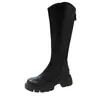 Botas Largas para Mujer Tallas Grandes con Suela Gruesa Ampliada Botas Marrones 2026 Otoño/Invierno Nuevas Botas Cortas con Corte en V Botas de Jinete Botas Largas de Celebridad de Internet