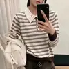 Suéter de punto para mujer con cuello de muñeca, bloques de color a rayas, nuevo para Otoño Invierno 2026, suelto, rejuvenecedor, suave, nutritivo, de manga larga