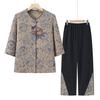 Conjunto de Verão da Vovó para Mulheres de Meia-Idade e Idosas, Camisa Estilo Chinês, Blusa de Verão para Mãe, Conjunto de Duas Peças de Roupas para Senhora Idosa