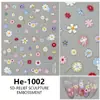 Redanco nuevo 5D relieve flor temprana caparazón luz pegatinas de uñas tridimensionales adhesivas para uñas He-1002