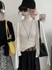 Conjunto de dos piezas KEKEZOON para mujer: chaleco de cuello medio alto + camiseta de manga larga con cárdigan, atuendo versátil de otoño 9033