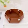 Bandeja de Almacenamiento Pequeña de Cuero PU para Sala de Estar, Entrada, Exterior, Caja de Almacenamiento Plegable para Llaves, Joyería, Organización y Almacenamiento