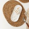 Esterilla Aislante de Juncia Redonda Paja Doble Hilo Antiescaldado Posavasos Esterilla para Tazón Esterilla para Olla Hogar Creativo Decorativo Esterilla de Placa de Paja