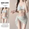 Bikini Bikini Traje de Baño Dividido Femenino Sexy Vacaciones en Aguas Termales Conjunto de Tres Piezas Chica Caliente Traje de Baño Estilo Tailandés Nuevo Estilo para Mujeres
