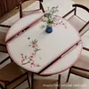 Tapete de mesa redondo dobrável estilo chinês, tapete de mesa oval, toalha de mesa de couro à prova d'água e de óleo para mesa de jantar da sala de estar, personalizável