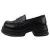 Mocasines de Suela Gruesa para Mujer 2026 Primavera Nuevo Estilo Estilo Británico Zapatos de Plataforma JK que Aumentan la Altura Zapatos Negros de Cuero para Oficina