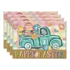 Mantel de Pascua transfronterizo lino patrón de huevo conejo impreso mantel de mesa fiesta atmósfera festiva vajilla decorativa