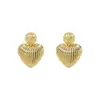 Pendientes grandes redondos de moda estilo europeo y americano, empalmados, con líneas geométricas exageradas y forma de corazón, perfectos para sesiones de fotos