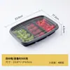 Caja Desechable para Cortar Fruta Ahora Caja de Embalaje para Pastel de Fruta Fuente de Tres Piezas con Tapa Caja Transparente de Doble Fuente 250g