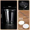 Copos descartáveis de plástico PET com tampa, diâmetro de 98 mm, adequados para bebidas geladas, iogurte, smoothies, Americano, chá com leite e sucos de frutas