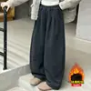 Pantalones Casuales Estilo Nuevo Otoño/Invierno 2026 para Niños y Niñas, Pantalones de Pierna Ancha Tipo Plátano Engrosados con Felpa, Tendencia Transfronteriza