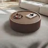 Mesa de Centro Redonda Estilo Cream Francês Sala de Estar Uso Doméstico Designer Criativo Luxo Leve Sensação de Alto Padrão Organização de Armazenamento Mesa de Chá
