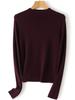 60 Pcds Suéter de Merino Peinado Yangzi para Mujer de Lana Pura Cuello Redondo Ajustado Combinable Camiseta Básica Manga Larga Otoño e Invierno