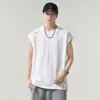 Chaleco Deportivo de Puro Algodón Estilo Americano para Hombre, Camiseta sin Mangas Holgada de Marca de Moda para Verano, Sudadera de Baloncesto y Fitness, Camiseta de Manga Corta