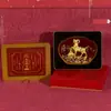Año de la Oveja de la Suerte 999 Oro Puro Oveja Líder Marco de Fotos Lámina de Oro Adorno de Escritorio Oficina Entrada Regalo para Celebración de Aniversario