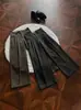 Pantalones Casuales de Hilo Floral Rectos de Pierna Ancha de Línea A con Doble Pliegue Otoño e Invierno Estilo Elegante Old Money Unisex de Pierna Larga