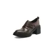 Mocasines Retro de Suela Gruesa para Mujer, Piel de Vaca, Velcro Mágico, Slip-on, Zapatos Pequeños de Cuero, Para el Trabajo, Versátiles, Piel Suave, Tacón Grueso, Zapatos de Vestir