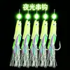 Anzol de Linha de Lula Luminoso com Tentáculos Refletivos Imitativos para Pesca Marítima, com Contas Luminosas, para Pesca Noturna e de Barco de Cavala e Peixe-espada