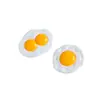 Huevo Cocido Huevo Escalfado Juguete de Comida Grande Simulado Accesorios de Resina Pegamento de Crema DIY Imán para Refrigerador Agujero Joyería para Zapatos Parche