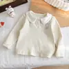 Camiseta Manga Longa 2026 Nova para Menina Roupa de Outono Super Bonita para Crianças Menininha Início do Outono Top Estiloso T