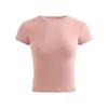 2374 - Camiseta feminina moda estilo europeu e americano gola redonda manga curta, novo top base justo sexy primavera/verão 2026