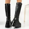 Botas de Cano Médio Leves, Fáceis de Usar e Versáteis com Solado Grosso, Novo Estilo Outono 2025 Y2K Botas de Motociclista Hot Girl, Botas Longas Acima do Joelho