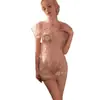 Novo cheongsam retrô de malha transparente bordado uniforme tentação abertura lateral com cadarço paixão pijama suit livre