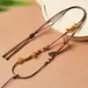 Collar DIY de cordón de cuero hecho a mano, cordón de algodón tejido, colgante thangka hecho a mano ajustable, cadena para suéter, cordón colgante de estilo étnico